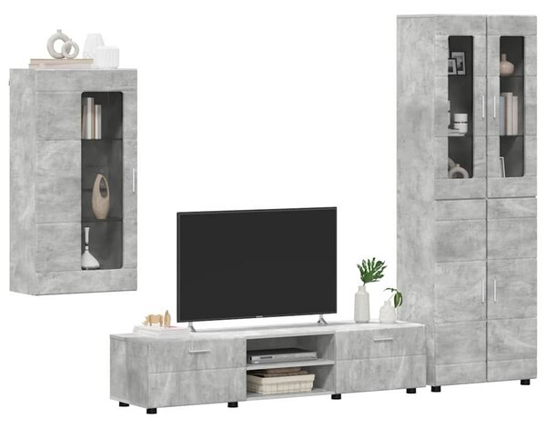 TV szekrény garnitúra fiókkal FLORIN 3 pcs Beton Szürke Faanyag
