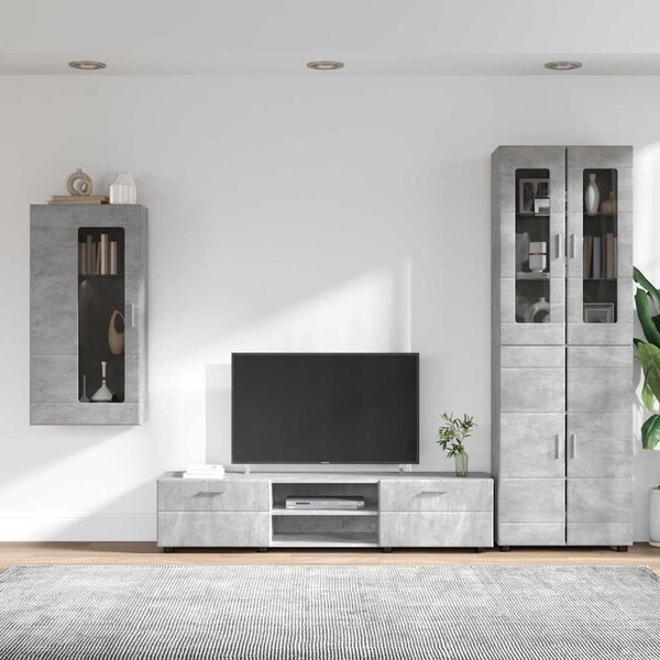 TV szekrény garnitúra fiókkal FLORIN 3 pcs Beton Szürke Faanyag
