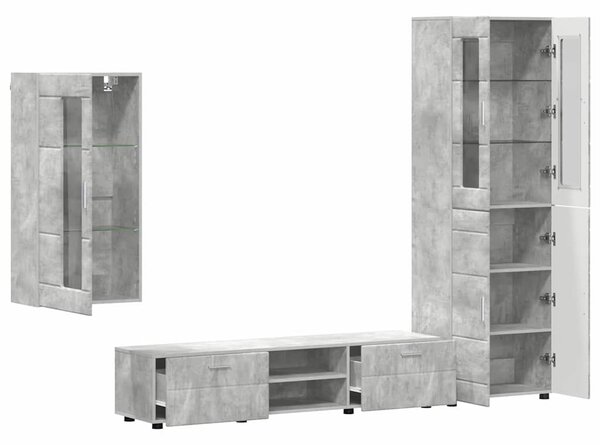 TV szekrény garnitúra fiókkal FLORIN 3 pcs Beton Szürke Faanyag