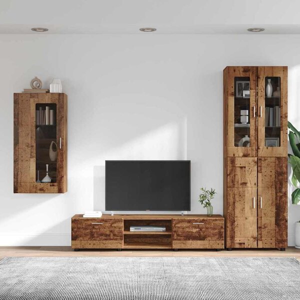 TV szekrény garnitúra fiókkal FLORIN 3 pcs Öreg fa Faanyag