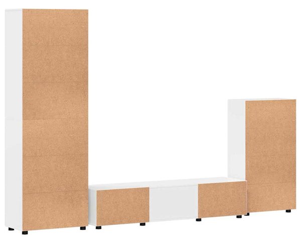 TV szekrény garnitúra FLORIN 3 pcs Magas Fényű Fehér Faanyag