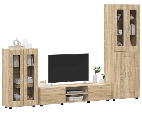 TV szekrény garnitúra fiókkal FLORIN 3 pcs Sonoma tölgy Faanyag