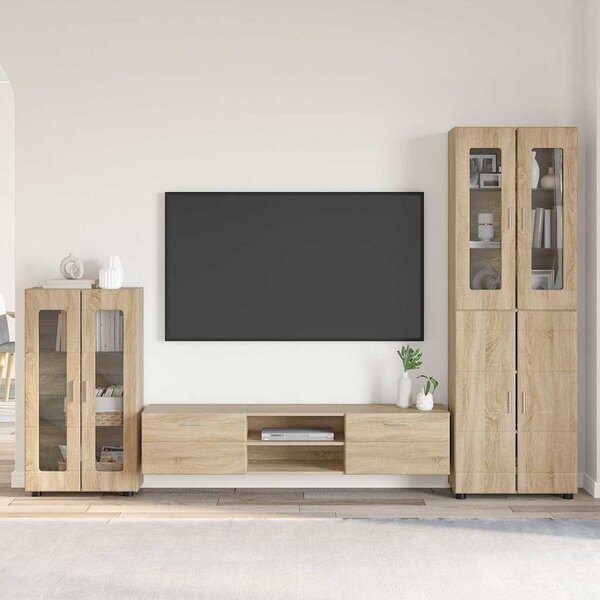 TV szekrény garnitúra fiókkal FLORIN 3 pcs Sonoma tölgy Faanyag