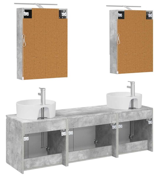 Fürdőszobai Szekrény Szett 5 pcs Betonszürke Szerelt Fa