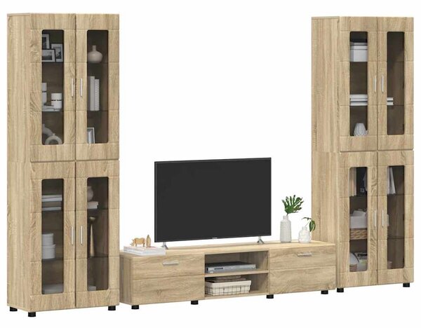 TV szekrény garnitúra fiókkal FLORIN 3 pcs Sonoma tölgy Faanyag