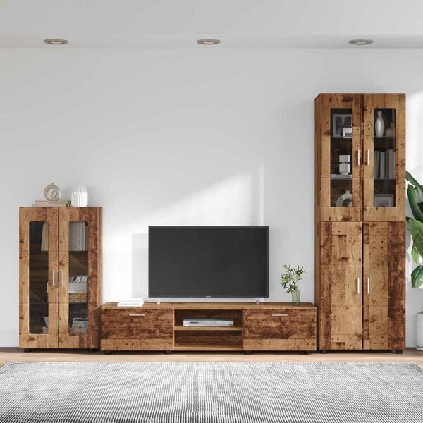 TV szekrény garnitúra fiókkal FLORIN 3 pcs Öreg fa Faanyag