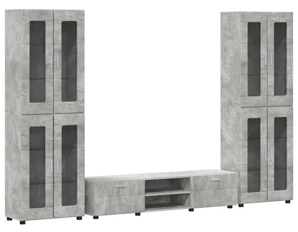 TV szekrény garnitúra fiókkal FLORIN 3 pcs Beton Szürke Faanyag