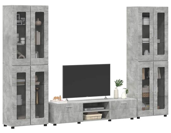 TV szekrény garnitúra fiókkal FLORIN 3 pcs Beton Szürke Faanyag