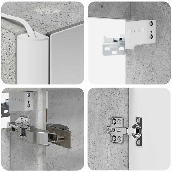Fürdőszobai Szekrény Szett 5 pcs Betonszürke Szerelt Fa