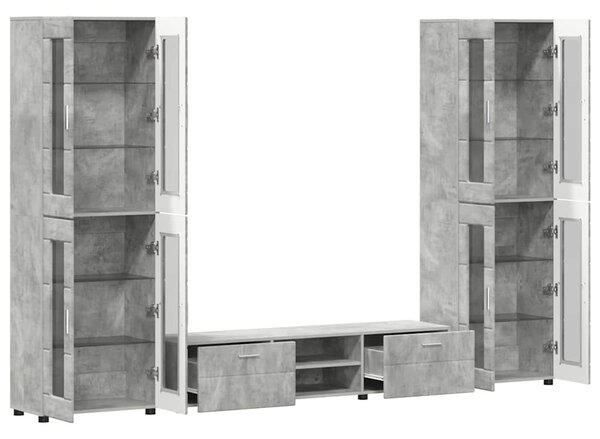 TV szekrény garnitúra fiókkal FLORIN 3 pcs Beton Szürke Faanyag