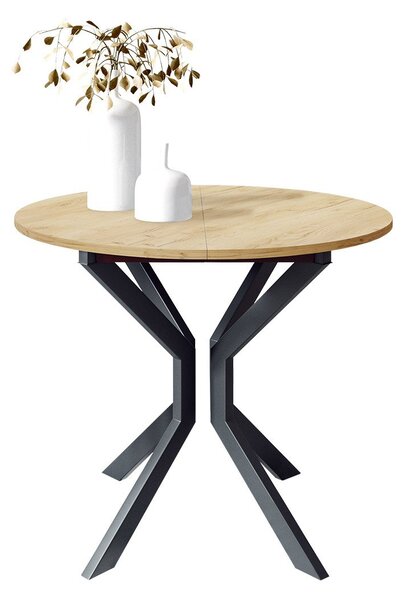Széthúzható étkezőasztal 90 cm Kertare M 90 (arany craft tölgy + fekete) (2-4 személy részére)