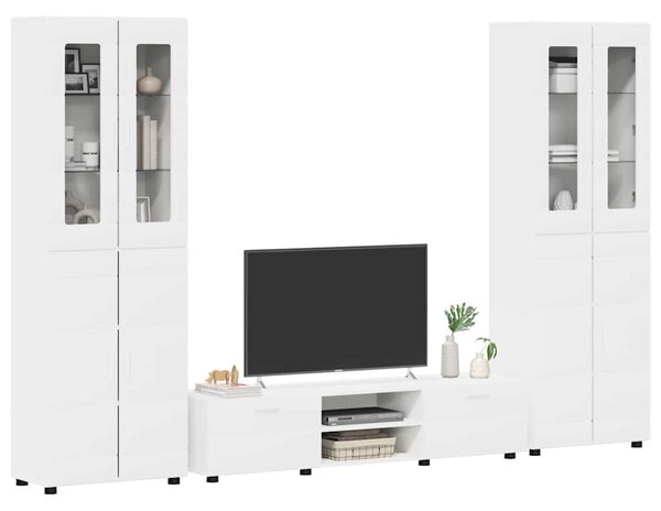 TV szekrény garnitúra fiókkal FLORIN 3 pcs Fehér Faanyag