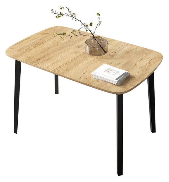 Széthúzható étkezőasztal 130 cm Grospan S 130x80 (arany craft tölgy + fekete) (4-6 fő részére)