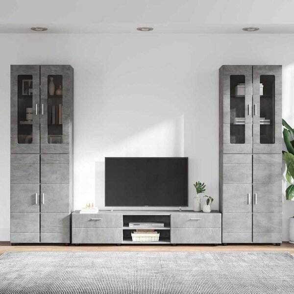 TV szekrény garnitúra fiókkal FLORIN 3 pcs Beton Szürke Faanyag