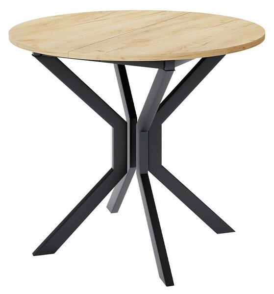 Széthúzható étkezőasztal 90 cm Kertare M 90 (arany craft tölgy + fekete) (2-4 személy részére)