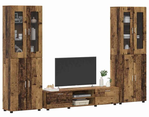 TV szekrény garnitúra fiókkal FLORIN 3 pcs Öreg fa Faanyag