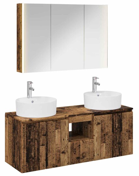 Fürdőszobai Szekrény Szett 4 pcs Antik Fa Szerelt Fa