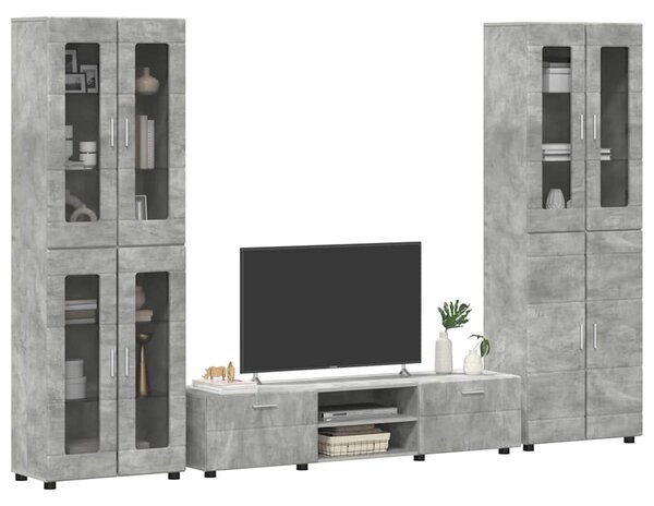TV szekrény garnitúra fiókkal FLORIN 3 pcs Beton Szürke Faanyag