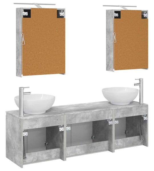 Fürdőszobai Szekrény Szett 5 pcs Betonszürke Szerelt Fa
