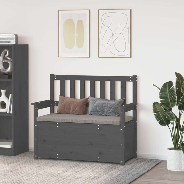 VidaXL Tömörfa Pad Tárolóval - Szürke - 112,5x51,5x96,5 cm