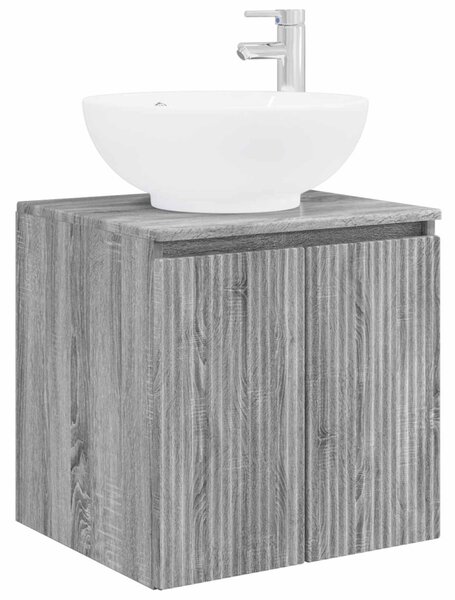 Fürdőszobai Szekrény Szett 4 pcs Szürke Sonoma Szerelt Fa
