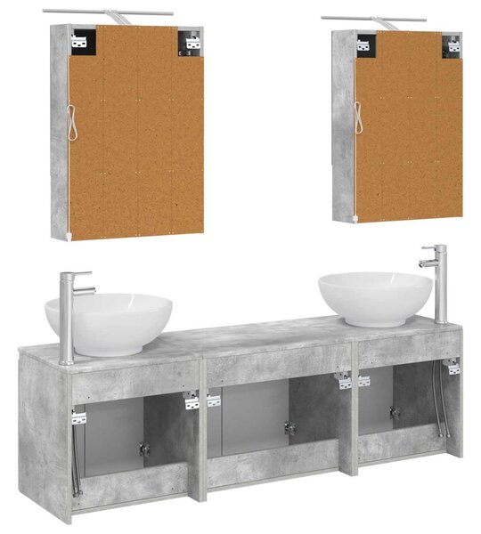 Fürdőszobai Szekrény Szett 5 pcs Betonszürke Szerelt Fa