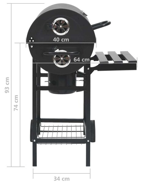 VidaXL Hordozható Faszenes Grillsütő, 115x85x95 cm