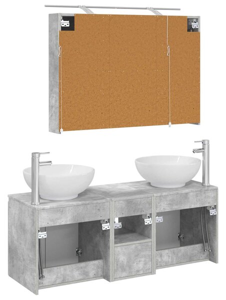 Fürdőszobai Szekrény Szett 4 pcs Betonszürke Szerelt Fa