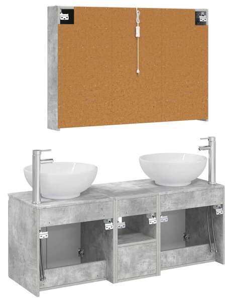 Fürdőszobai Szekrény Szett 4 pcs Betonszürke Szerelt Fa