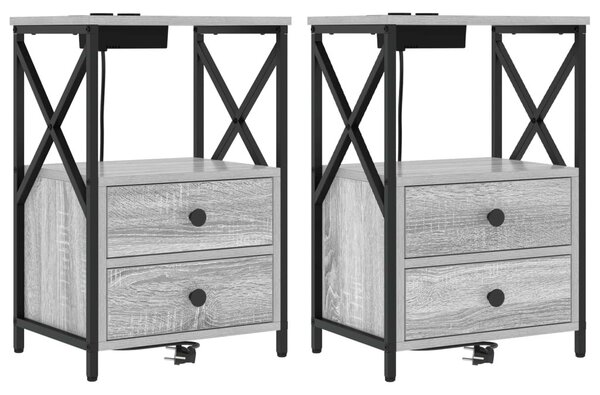 Éjjeliszekrény 2 pcs Szürke Sonoma 40 x 31 x 60 cm Faanyag