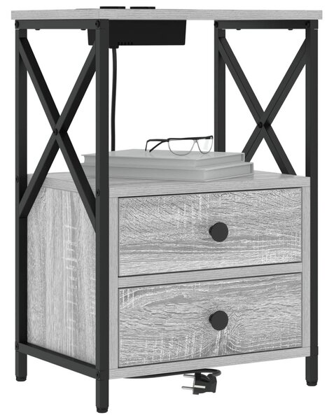 Éjjeliszekrény 2 pcs Szürke Sonoma 40 x 31 x 60 cm Faanyag