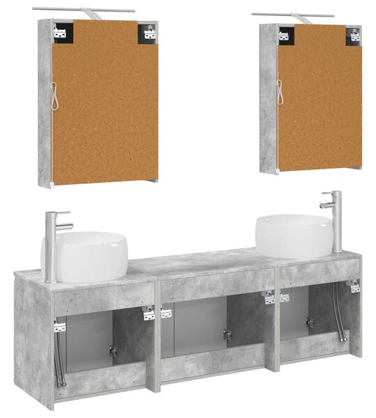 Fürdőszobai Szekrény Szett 5 pcs Betonszürke Szerelt Fa
