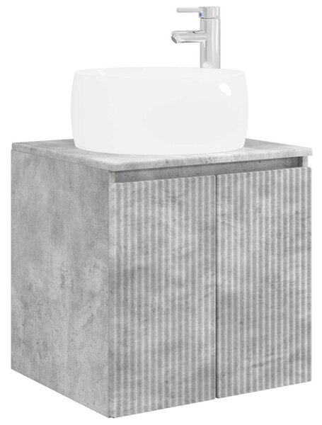 Fürdőszobai Szekrény Szett 4 pcs Betonszürke Szerelt Fa