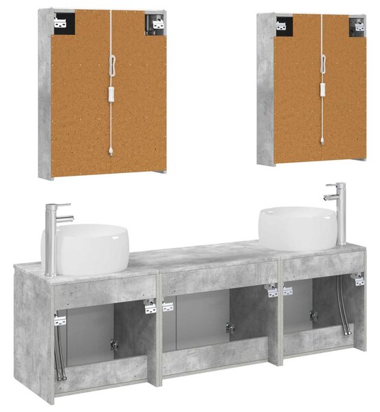 Fürdőszobai Szekrény Szett 5 pcs Betonszürke Szerelt Fa