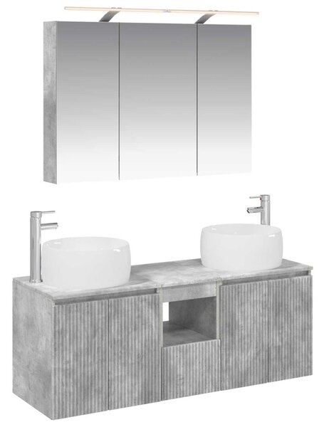 Fürdőszobai Szekrény Szett 4 pcs Betonszürke Szerelt Fa