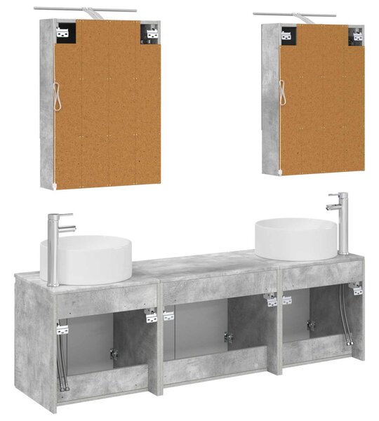 Fürdőszobai Szekrény Szett 5 pcs Betonszürke Szerelt Fa