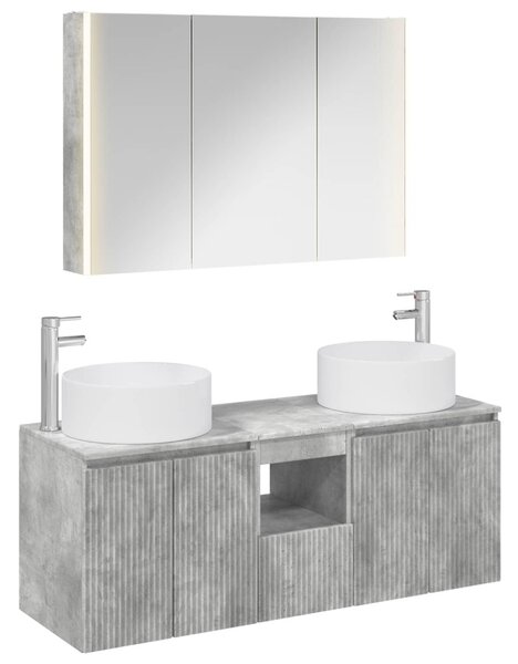 Fürdőszobai Szekrény Szett 4 pcs Betonszürke