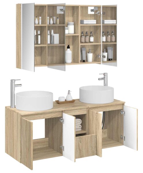 Fürdőszobai Szekrény Szett 4 pcs Sonoma Tölgy