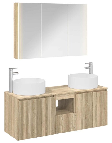 Fürdőszobai Szekrény Szett 4 pcs Sonoma Tölgy