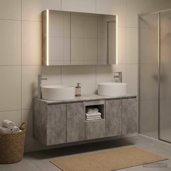 Fürdőszobai Szekrény Szett 4 pcs Betonszürke
