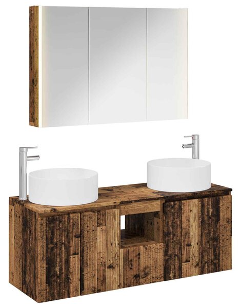 Fürdőszobai Szekrény Szett 4 pcs Antik Fa 103,5 x 15,5 x 70 cm