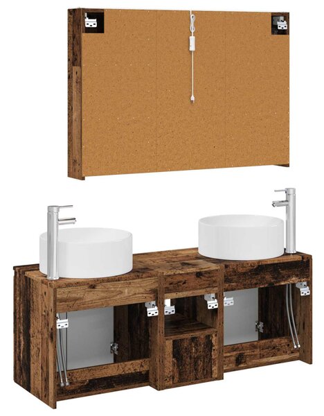 Fürdőszobai Szekrény Szett 4 pcs Antik Fa 103,5 x 15,5 x 70 cm