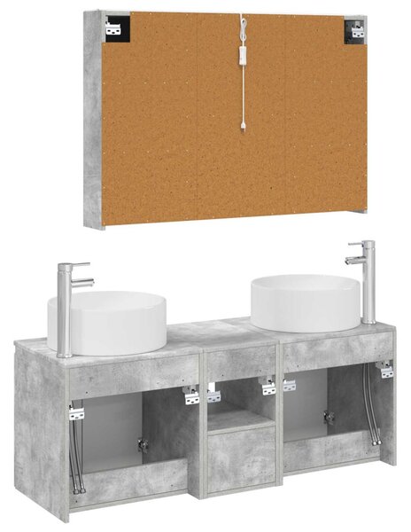 Fürdőszobai Szekrény Szett 4 pcs Betonszürke