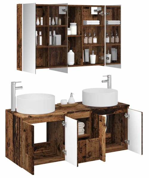 Fürdőszobai Szekrény Szett 4 pcs Antik Fa 103,5 x 15,5 x 70 cm
