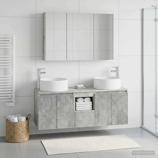 Fürdőszobai Szekrény Szett 4 pcs Betonszürke