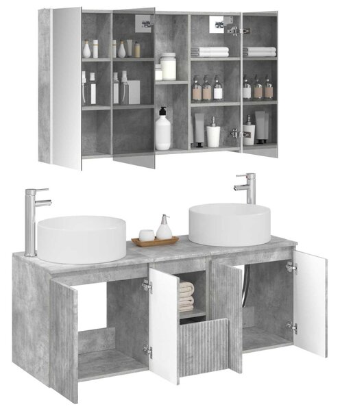 Fürdőszobai Szekrény Szett 4 pcs Betonszürke