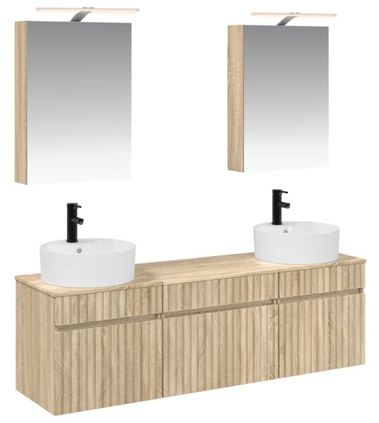 Fürdőszobai Szekrény Szett 5 pcs Sonoma Tölgy 50 x 14,5 x 70 cm
