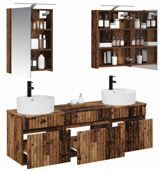 Fürdőszobai Szekrény Szett 5 pcs Antik Fa 50 x 14,5 x 70 cm