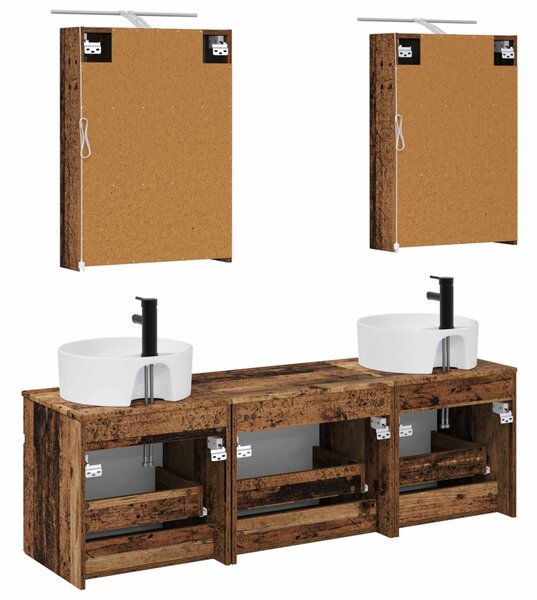 Fürdőszobai Szekrény Szett 5 pcs Antik Fa 50 x 14,5 x 70 cm