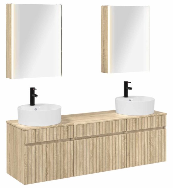Fürdőszobai Szekrény Szett 5 pcs Sonoma Tölgy 53 x 15,5 x 70 cm
